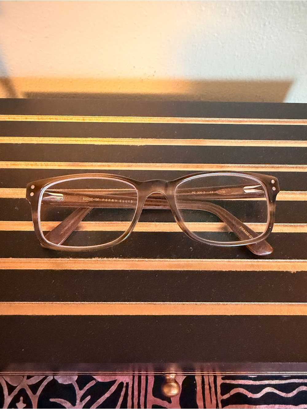 Perry Ellis Eyeglasses Frames Wood Brown PE 300-3 Full Rim 52-17-135